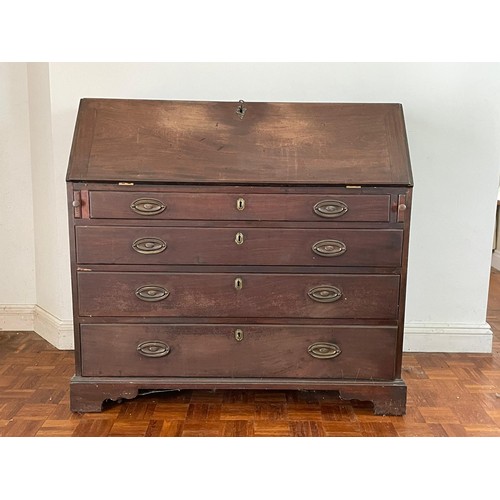 367 - Antique 19th Century bureau with fitted interior measures approx. 107cm w x 55cm d x 102cm h (key in... 