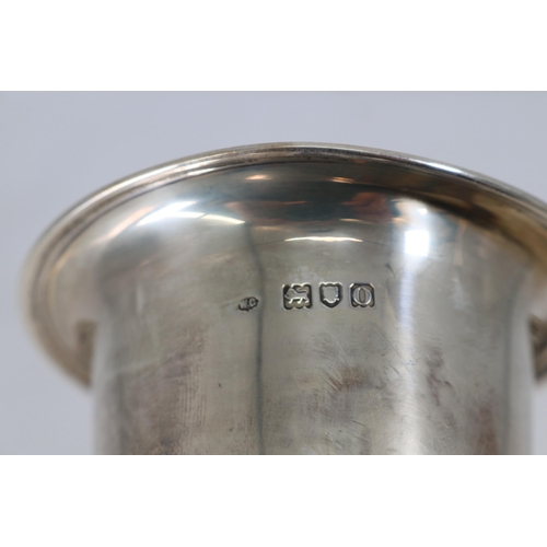 23 - Small sterling silver vase with weighted base (height approx. 18cm)