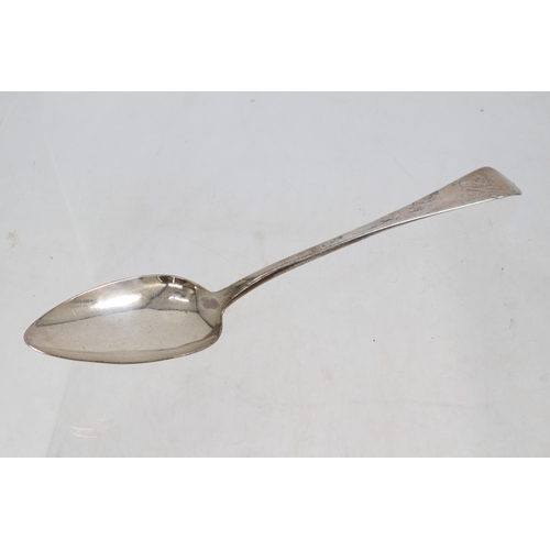 34 - Georgian silver hallmarked spoon with monogram to handle (approx weight. 55g)