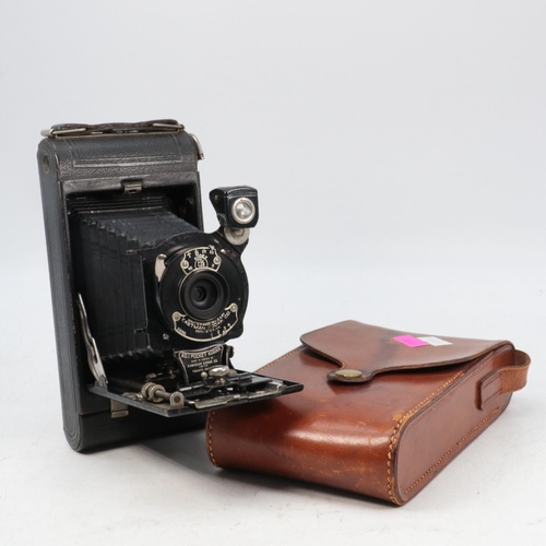 77 - Kodak bellows camera and leather case