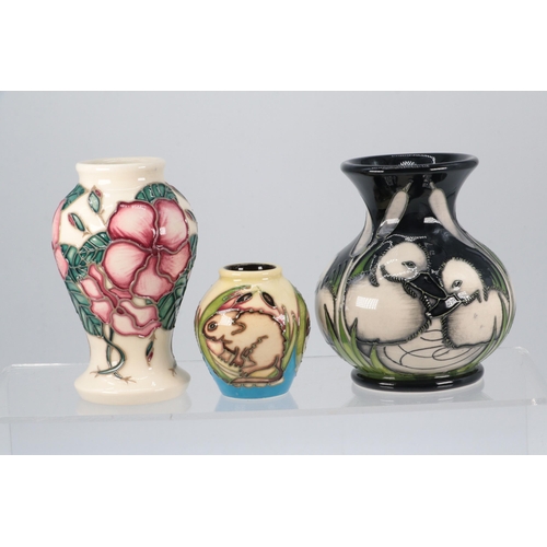 97 - Three small Moorcroft Vases approx. 9cm high, Design Studio, Voles and Signets, fully marked underne... 