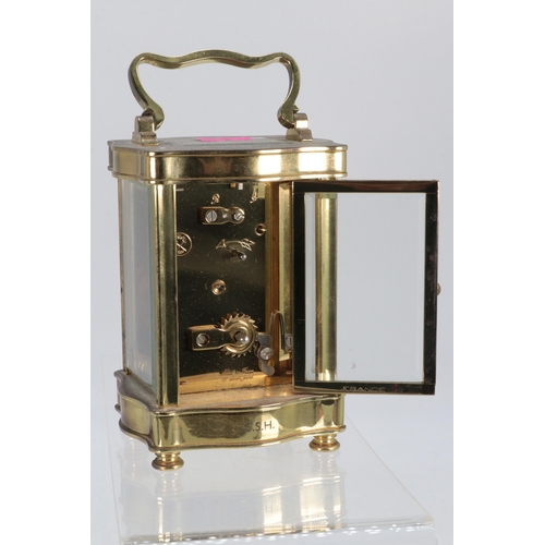 102 - Asprey, brass cased carriage clock (no key) showing wear to the top