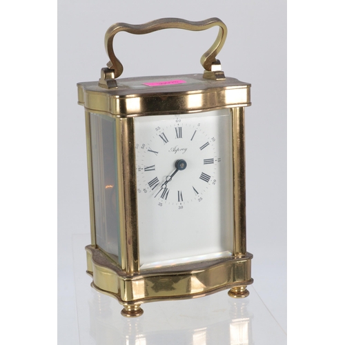 102 - Asprey, brass cased carriage clock (no key) showing wear to the top