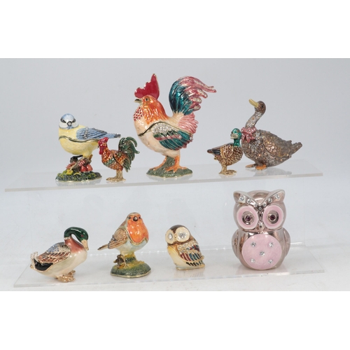 115 - A selection of metal trinket pots in the form of birds