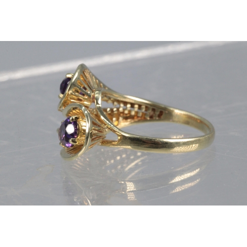 196 - 14ct (585) gold and amethyst decorative ring (approx. 5.1g)