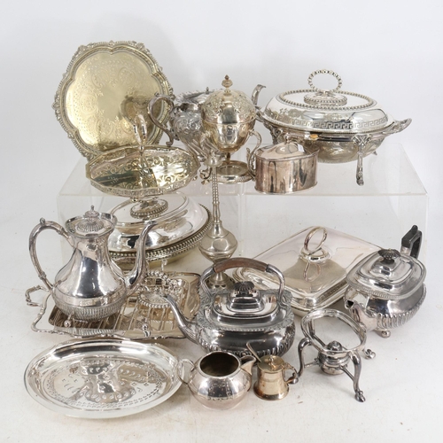 Quantity of Silver plated items including Tureens, Teapot assorted