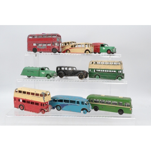 163 - Selection of vintage diecast Dinky toys including buses and coaches, Leyland, trailers etc