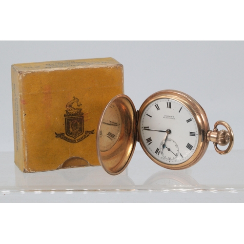 189 - A vintage Denison gold plated cased pocket watch Doidges Blackpool with original Denison box