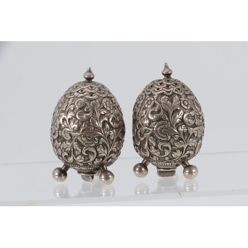 44 - Pair of White Metal Indian pepper pots