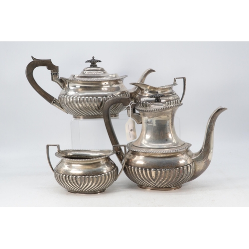 6 - A four piece silver hallmarked tea set all with matching hallmarks, teapot and coffee pot with eboni... 