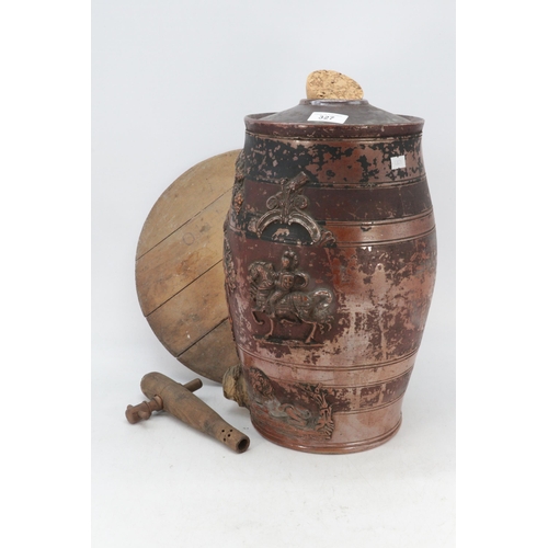 327 - Victorian Brandy barrel with tap (examine)