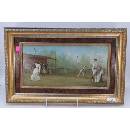 464 - Pair of Continental School 20th Century oil on copper pictures both depicting tennis matches signed ... 