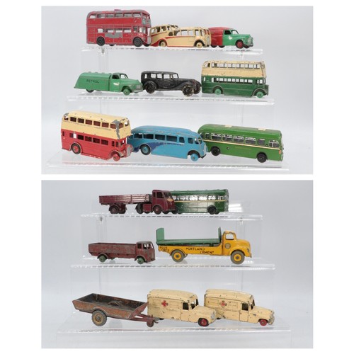 163 - Selection of vintage diecast Dinky toys including buses and coaches, Leyland, trailers etc