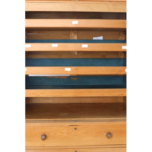 27 - Pine linen press measures approx. 125cm w x 57cm d x 204cm h