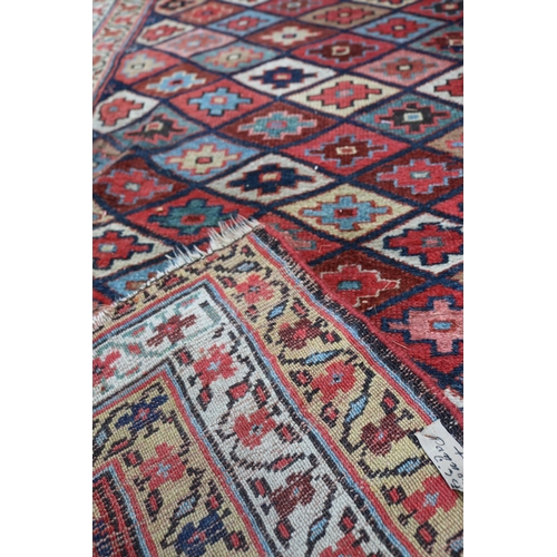 46 - Two floor rugs together with one runner all with wear, one rug measures approx. 125cm x 224cm the ot... 