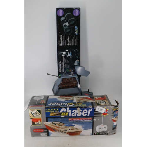 55 - Quantity of model kits, boxed Vivitat telescope, K9, remote boat and other sundries