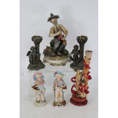 60 - Capo Dimonte figure together with other figurines