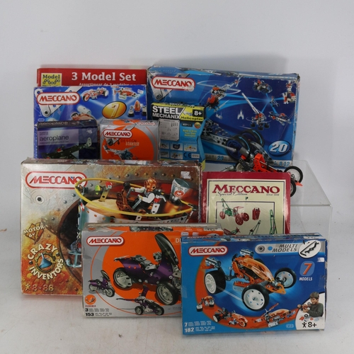 79 - Box of contemporary meccano kits all appear opened and unchecked.