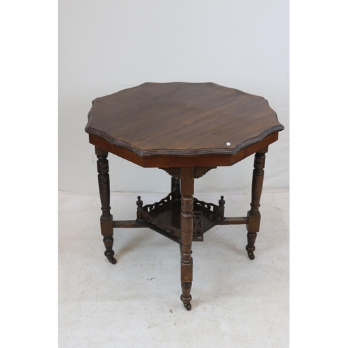 103 - Octagonal occasional table with lower gallery (note one side of lower gallery is loose) measures app... 