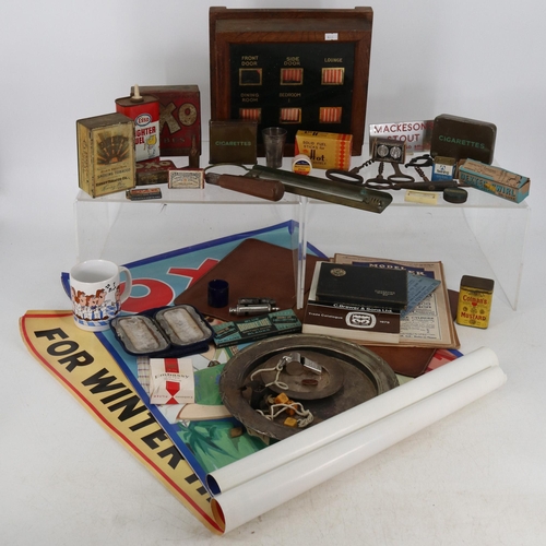 120 - Mixed collectables to include modern Oxo posters, tins, service call, corkscrews, Mappin and Webb pl... 