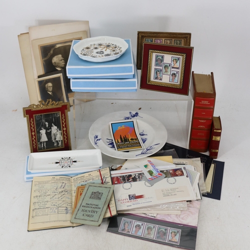 120A - Wedgwood Cunard commemorative together with a small quantity of stamps etc