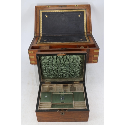 156 - Antique sewing box together with a writing slope