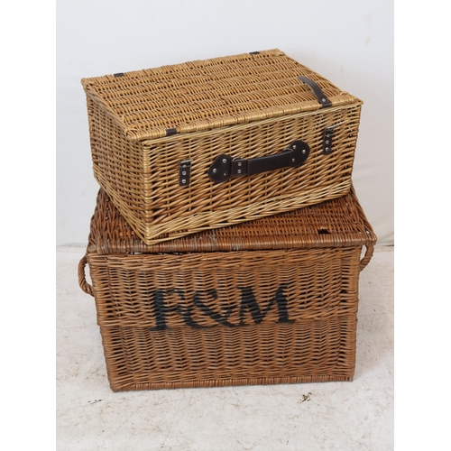 Large Fortnum and Masons wicker basket together with a smaller one