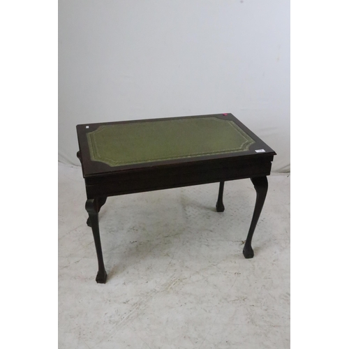 174 - Leatherette topped occasional table with hinged lid containing a cutlery set (not checked for comple... 