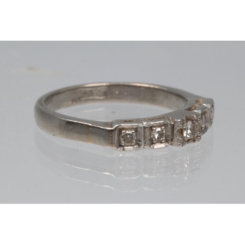 287 - 18ct white gold five stone diamond ring