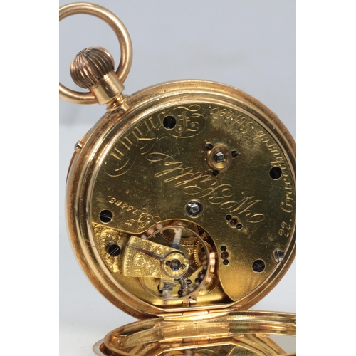 318 - 18ct gold cased keyless pocket watch, engraved W Kibble. overall weight 109g