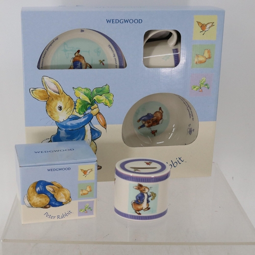 37 - A boxed Wedgwood Peter Rabbit Nursery set together with a boxed money box,