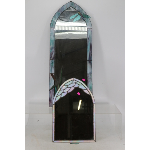 43 - Two stained glass style surround mirrors (inspect)