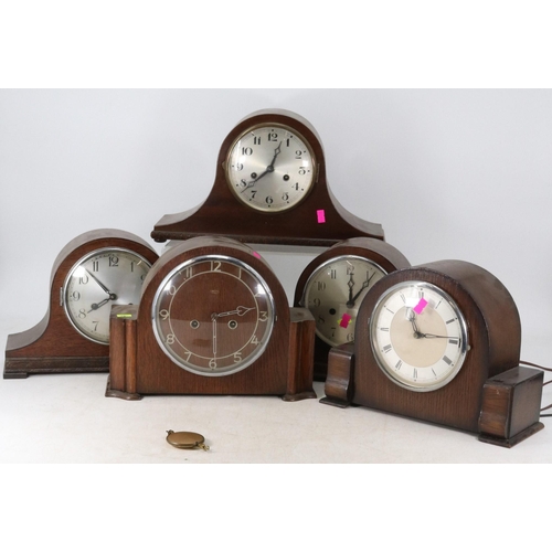 46 - Five assorted clocks - trade spares or repairs.