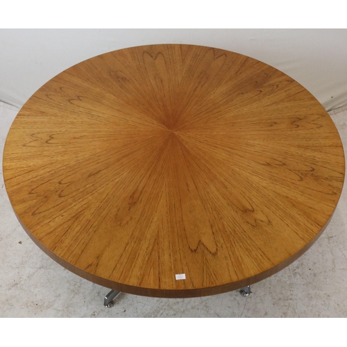 87 - McIntosh mid century teak circular rise and fall table. Size approx. 99cm diameter