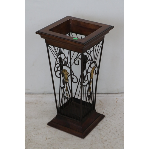 255 - Modern wooden and metal umbrella stand.