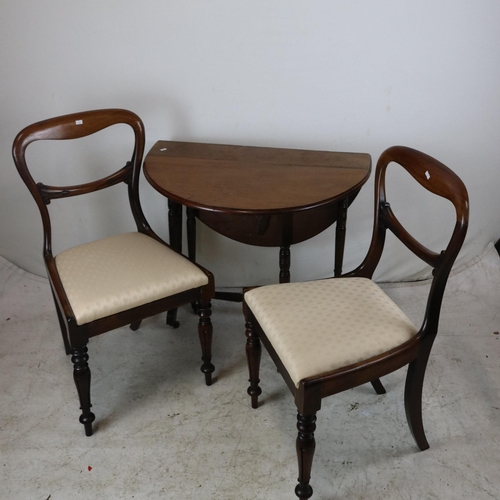 271 - Four Antique Rosewood balloon back chairs (two shown) together with a drop leaf side table.