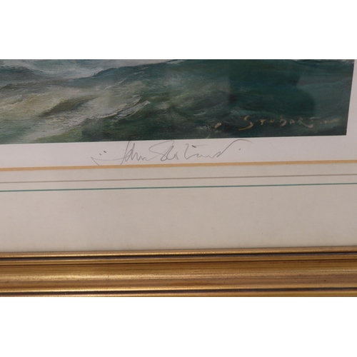 339 - Framed print of Invercargill signed by artist John Stobart measures approx. in frame 108cm x 74cm