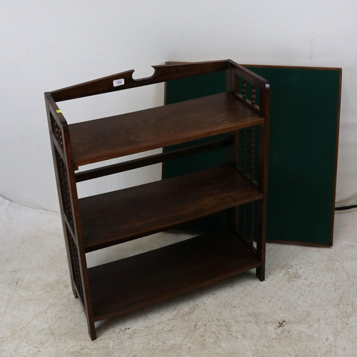 272 - Oak folding shelf unit together with an oak framed card table