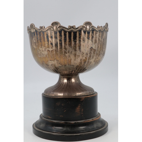 1 - A silver hallmarked rose bowl trophy on ebonised base (silver weighs approx. 300g)