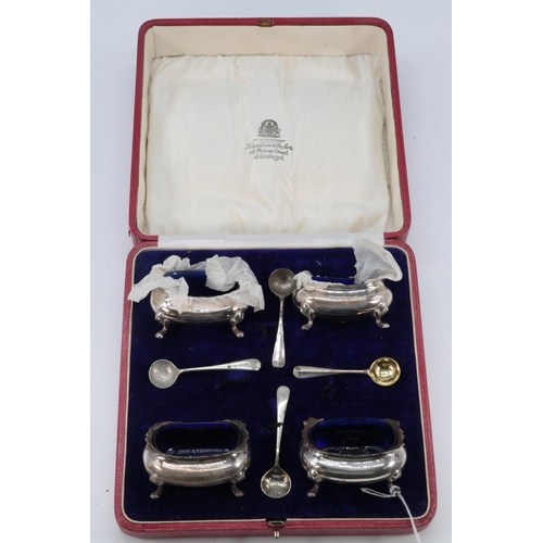 26 - Cased set of 4 Scottish Silver table salts/condiments, overall weight (without liners) approx. 196g