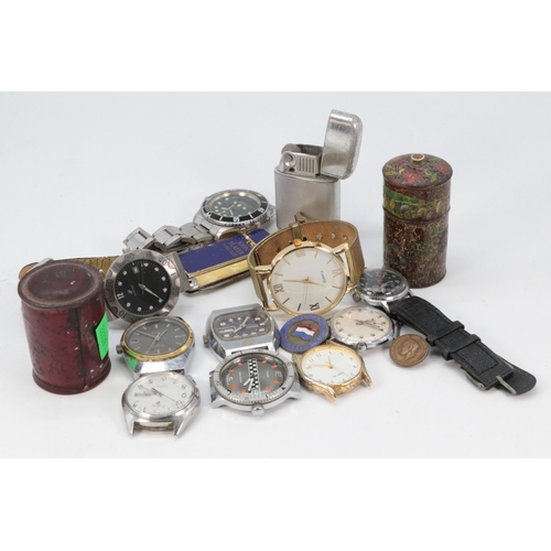 60 - Selection of wristwatches to include Timex, Sekonda and others, lighters, money box etc