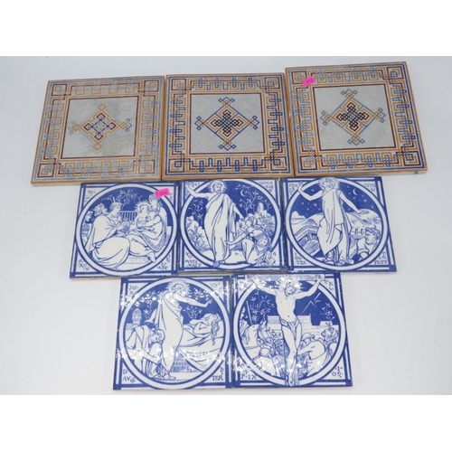 77 - Good selection of antique tiles, including Mintons, mosaic style tiles and Art nouveau assorted.  (1... 