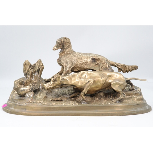 86 - Large brass sculpture depicting dogs