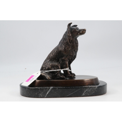 96 - French study of a German Shepherd on marble plinth base