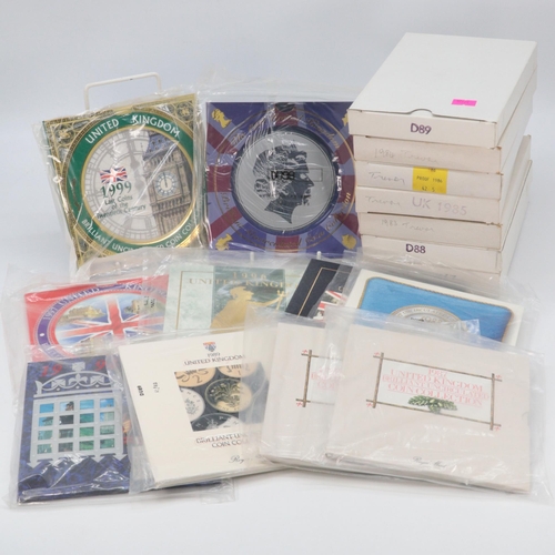 141 - Royal Mint selection of boxed proof year sets to include 1983-1989, and Brilliant uncirculated colle... 