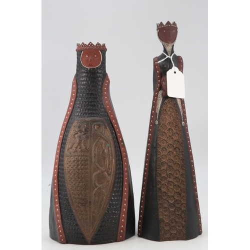 165 - Leonard Stockley, Weymouth Pottery pair of figures, King and Queen, both signed to base Queen approx... 