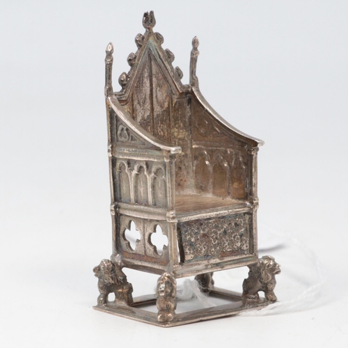 2 - A silver hallmarked miniature model of the coronation chair/throne by Saunders & Shepherd approx. 5.... 