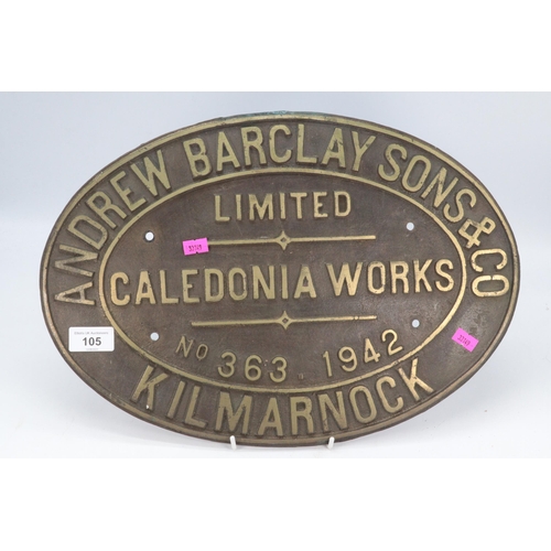 104 - Andrew Barclay locomotive pair of brass plates. No. 358 191 from the loco named Grumpy. The. Vendor ... 