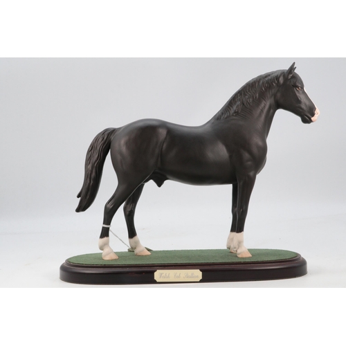 167 - Beswick Connoisseur Welsh Cob Stallion, model No. A270, black matt, on wooden plinth