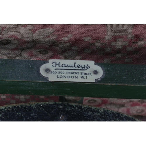 127 - Vintage barrel piano by Hawleys. Appears to be working